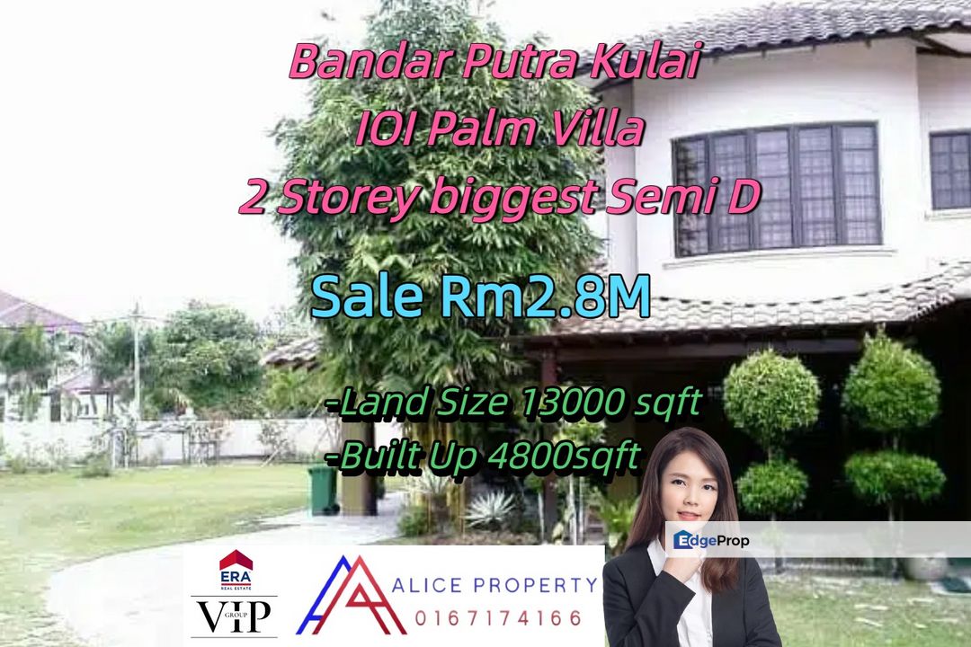 Bandar Putra Kulai IOI Palm Vill 2 Storey biggest Semi D House for Sale, Johor, Segamat