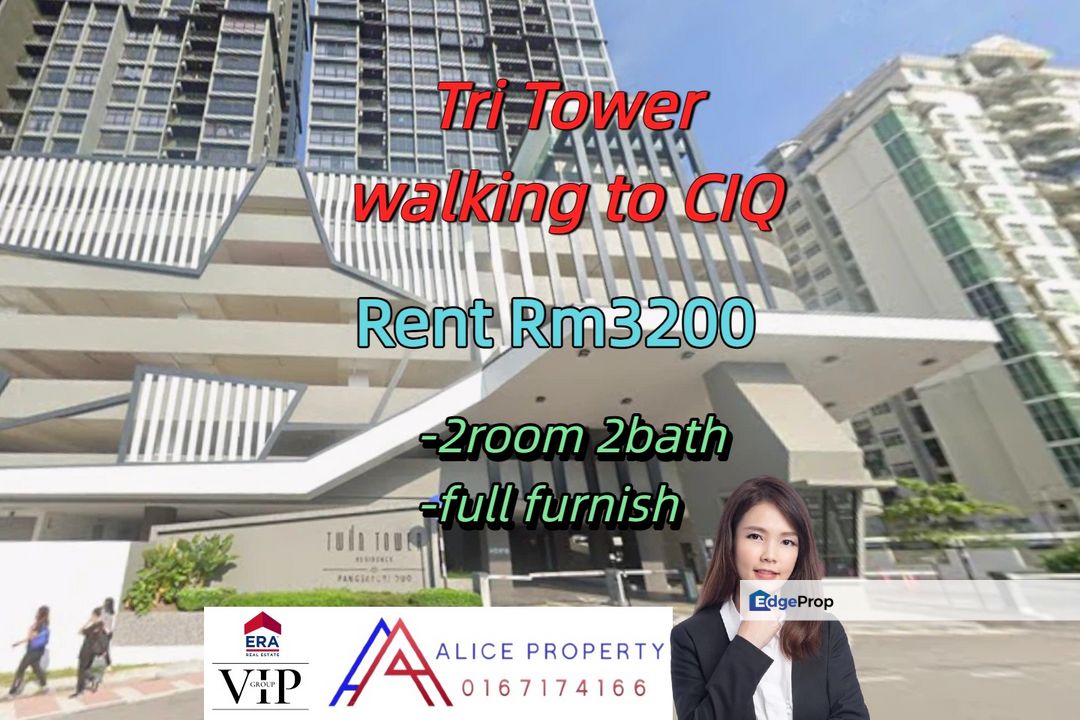 For Rent TriTower Jb Town Walking Distance to Ciq, Johor, Johor Bahru