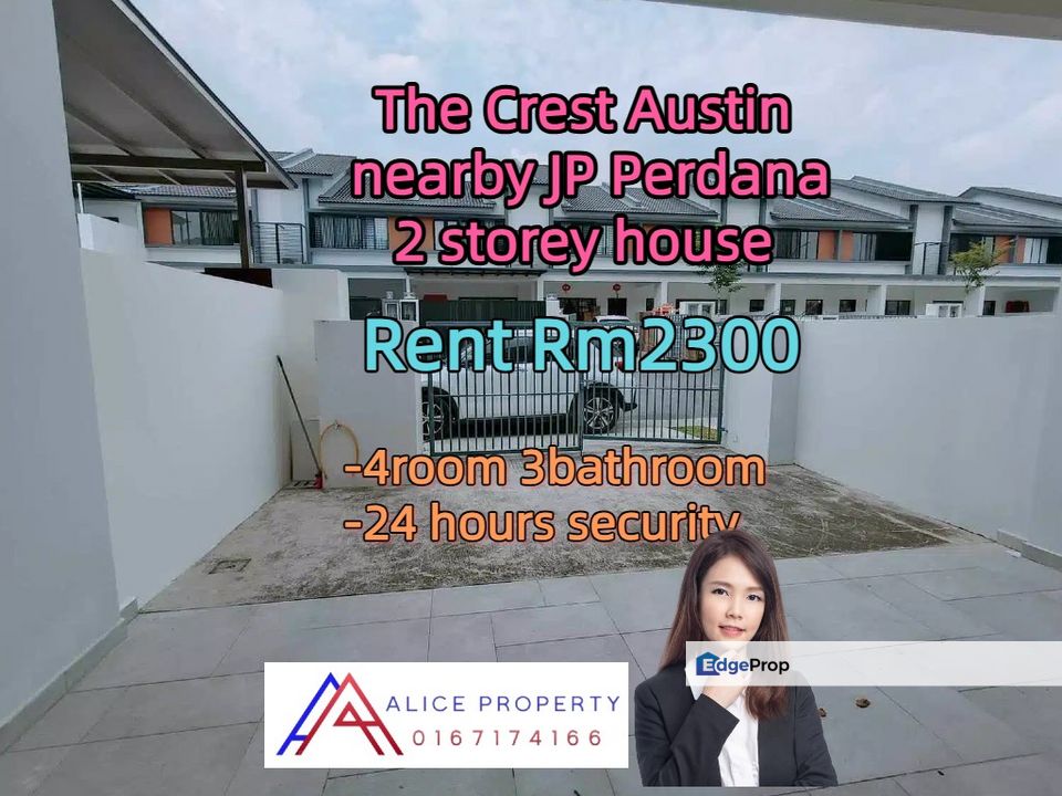 The Crest Austin nearby JP Perdana 2 storey house for rent w security, Johor, Johor Bahru