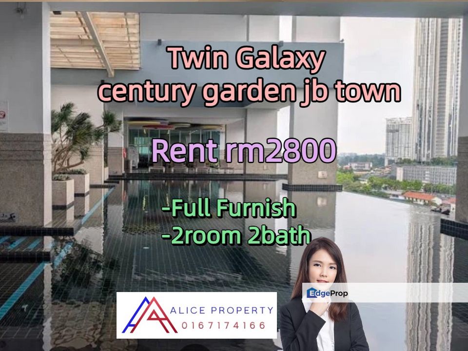 Twin Galaxy Taman abad century garden jb town nice unit for rent, Johor, Johor Bahru