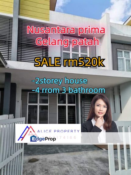 Nusantara prima gelang patah 2storey house for sale, Johor, Nusajaya