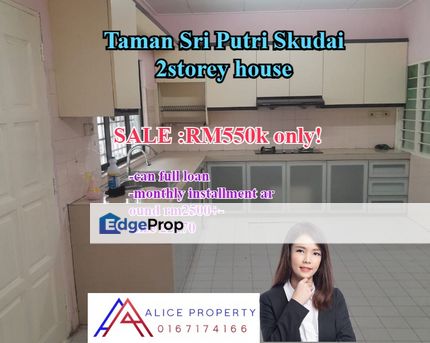 Taman sri putri skudai 2storey house full loan renovated, Johor, Skudai