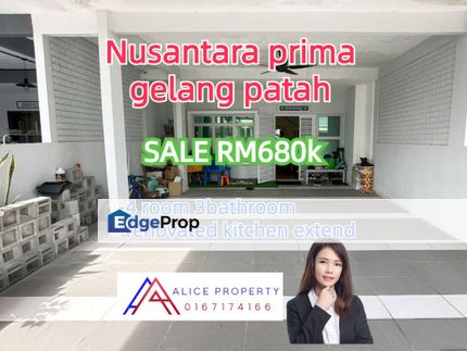 Nusantara prima gelang patah 2storey house for sale renovated kitchen extend, Johor, Nusajaya