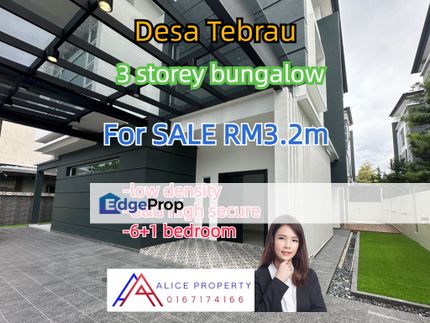 Desa tebrau princict 3storey bungalow house partial furnish low density high secure, Johor, Johor Bahru