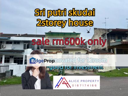 sri putri skudai 2 storey house for sale renovated for 12 room dy, Johor, Skudai