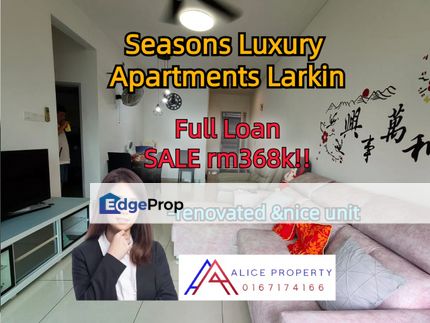 Season luxury apartment larkin full loan cash out renovated, Johor, Johor Bahru