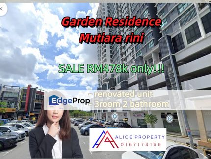 Mutiara rini the garden residence corner renovated unit good condition, Johor, Skudai