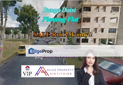 Bunga Daisi Plentong Flat For SALE full loan for 1st time buyer, Johor, Plentong