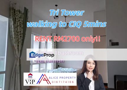 Tri Tower Walking To Ciq 5 Min 1 room full furnish for rent, Johor, Johor Bahru