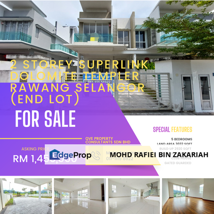 (End Lot unit )2 Storey Superlink Dolomite Templer Rawang Selangor, Selangor, Rawang