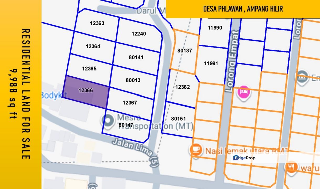 Ampang Hilir , Desa Pahlawan Huge Land  9,900 Sq.Ft, Kuala Lumpur, Ampang Hilir