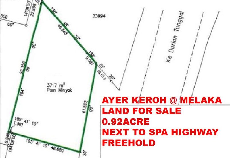 Land For Sale (0.92cre) @ Beside Spa Highway Melaka 