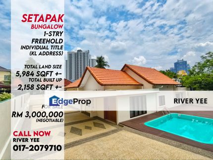 Bungalow Setapak with Land Area 5900 sqft Taman P Ramlee near to Titiwangsa, Kuala Lumpur, Setapak