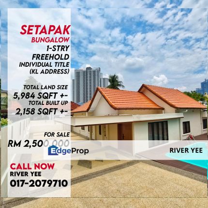 Bungalow Setapak with Land Area 5900 sqft Taman P Ramlee near to Titiwangsa, Kuala Lumpur, Setapak