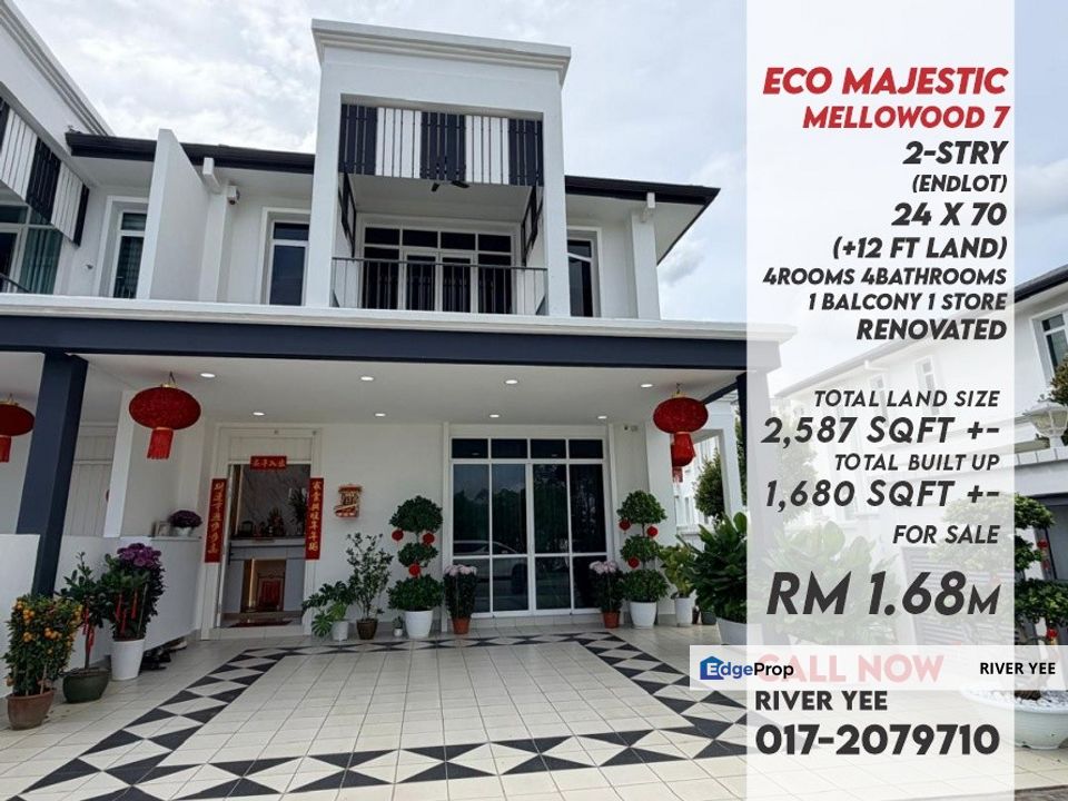 Eco Majestic Mellowood End Lot 36x70 Land Size 2520 sqft, Renvovated, Move in Condition, Selangor, Semenyih