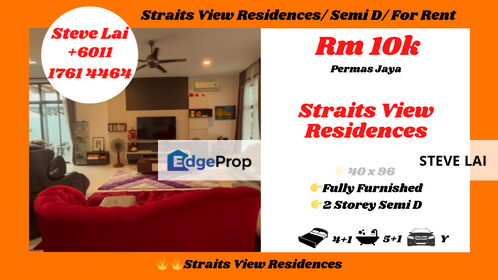 Straits View Residences/ Semi D/ For Rent, Johor, Permas Jaya/Senibong