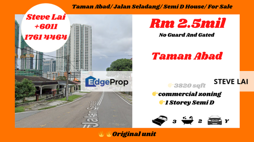 Taman Abad/ Jalan Seladang/ Semi D House/ For Sale, Johor, Johor Bahru