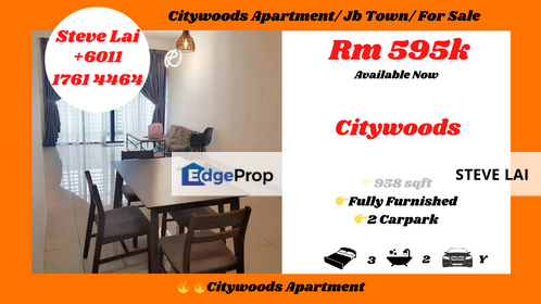 Citywoods Apartment/ Jb Town/ For Sale, Johor, Johor Bahru