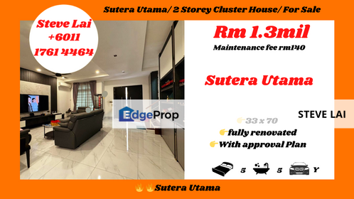 Sutera Utama/ 2 Storey Cluster House/ For Sale, Johor, Skudai