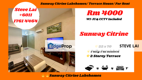 Sunway Citrine Lakehomes/ Terrace House/ For Rent, Johor, 
