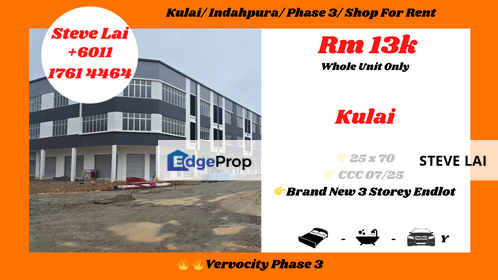 Kulai/ Indahpura/ Phase 3/ Shop For Rent, Johor, Kulai