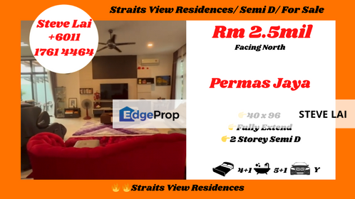 Straits View Residences/ Semi D/ For Sale, Johor, Permas Jaya/Senibong