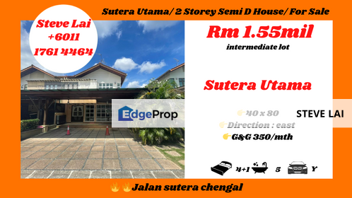 Sutera Utama/ 2 Storey Semi D House/ For Sale, Johor, Skudai