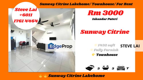 Sunway Citrine Lakehome/ Townhouse/ For Rent, Johor, 