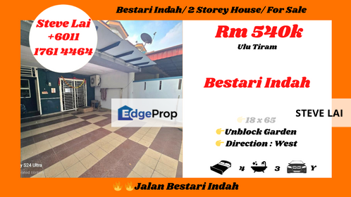 Bestari Indah/ 2 Storey House/ For Sale, Johor, Ulu Tiram