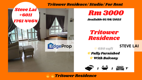 Tritower Residence/ Studio/ For Rent, Johor, Johor Bahru