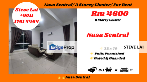 Nusa Sentral/ 3 Storey Cluster/ For Rent, Johor, 