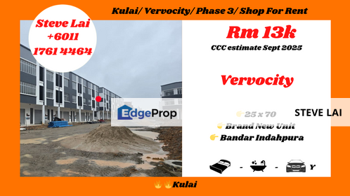 Kulai/ Vervocity/ Phase 3/ Shop For Rent, Johor, Kulai