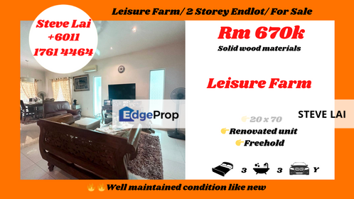 Leisure Farm/ 2 Storey Endlot/ For Sale, Johor, Gelang Patah