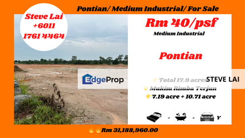 Pontian/ Medium Industrial Land/ For Sale, Johor, Pontian