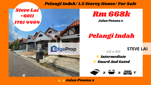 Pelangi Indah/ 1.5 Storey House/ For Sale, Johor, Ulu Tiram