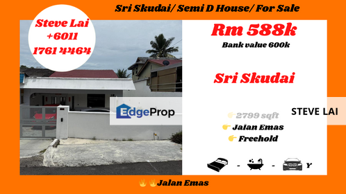Sri Skudai/ Semi D House/ For Sale, Johor, Skudai
