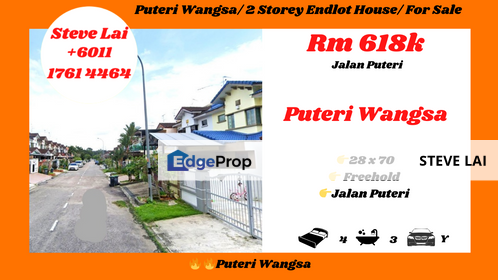 Puteri Wangsa/ 2 Storey Endlot House/ For Sale, Johor, Ulu Tiram