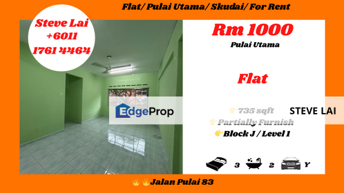 Flat/ Pulai Utama/ Skudai/ For Rent, Johor, Skudai