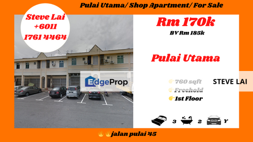 Pulai Utama/ Shop Apartment/ For Sale, Johor, Skudai