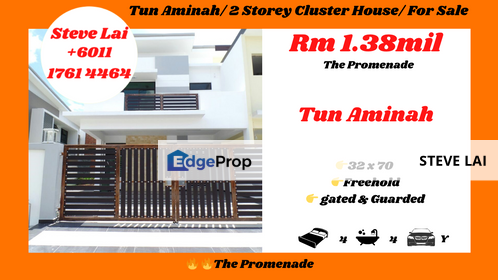 Tun Aminah/ 2 Storey Cluster House/ For Sale, Johor, Skudai