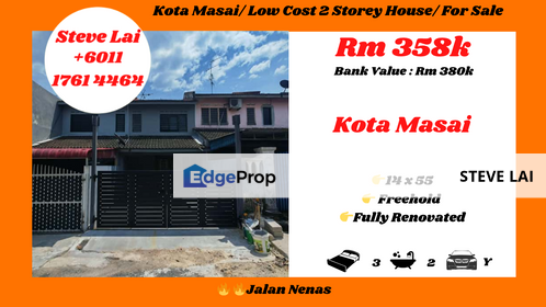Kota Masai/ Low Cost 2 Storey House/ For Sale, Johor, Pasir Gudang
