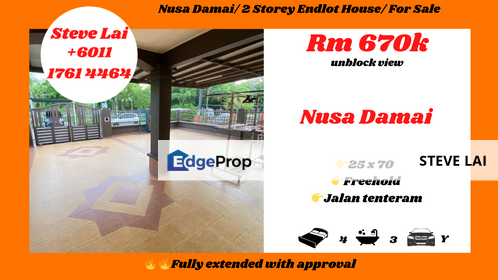 Nusa Damai/ 2 Storey Endlot House/ For Sale, Johor, Pasir Gudang