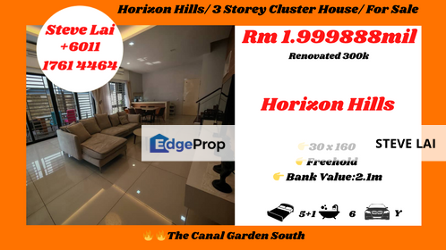 Horizon Hills/ 3 Storey Cluster House/ For Sale, Johor, 