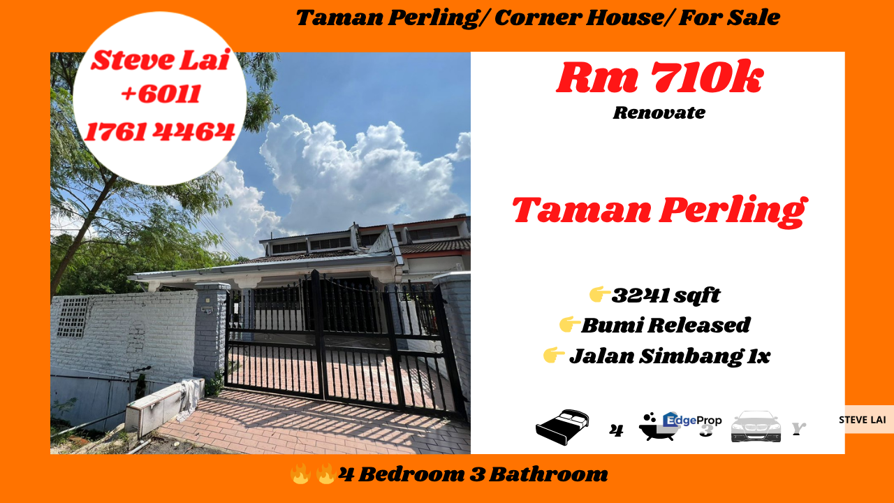 Taman Perling/ Corner House/ For Sale, Johor, Johor Bahru