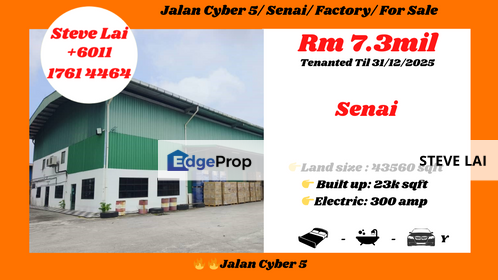 Jalan Cyber 5/ Senai/ Factory/ For Sale, Johor, Senai