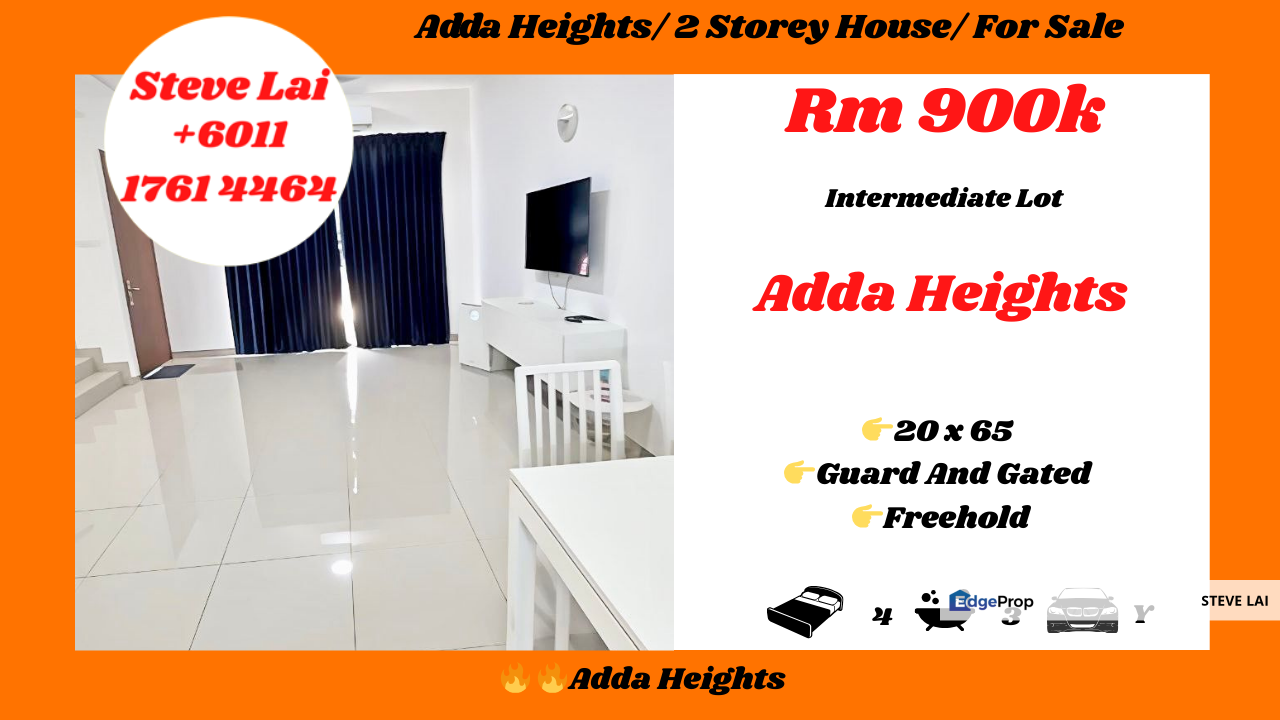 Adda Heights/ 2 Storey House/ For Sale for Sale @RM900,000 By STEVE LAI ...
