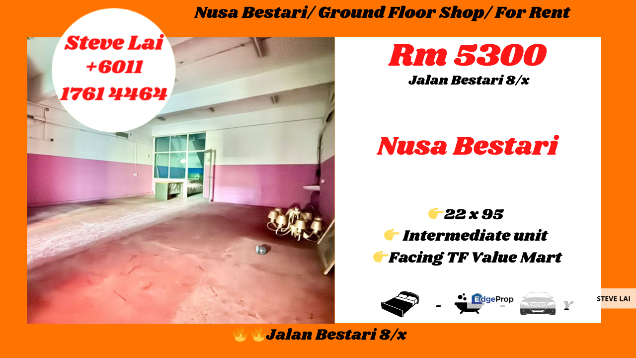 Nusa Bestari/ Ground Floor Shop/ For Rent, Johor, 