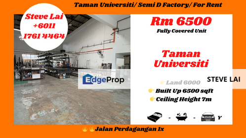Taman Universiti/ Semi D Factory/ For Rent, Johor, Skudai