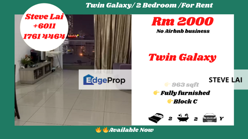 Twin Galaxy/ 2 Bedroom /For Rent, Johor, Johor Bahru