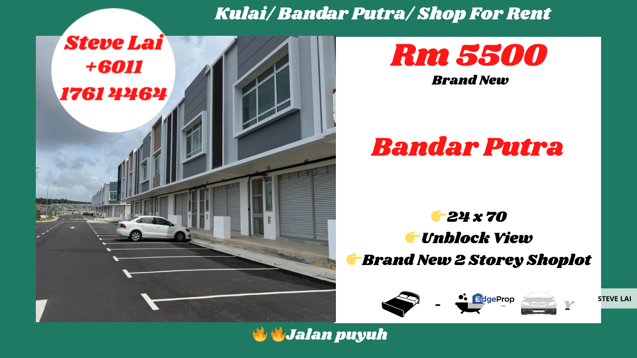 Kulai/ Bandar Putra/ Shop For Rent, Johor, Kulai